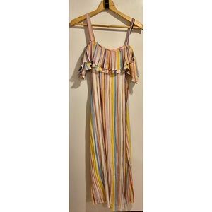 Cupio Cold Shoulder Striped Maxi Dress Siz…